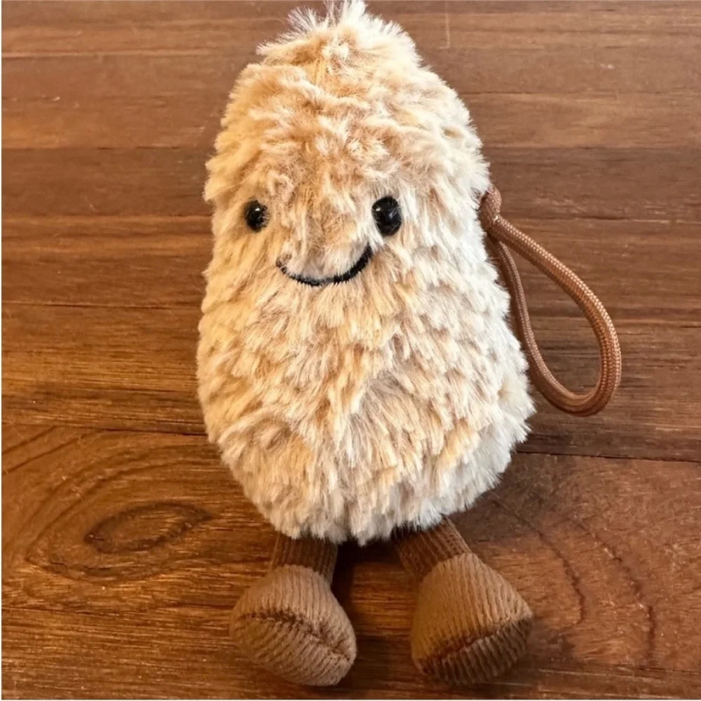 Brown Peanut Plush Keychain Bag Charm 6” Cute Kawaii Soft Stuffed Pendant New